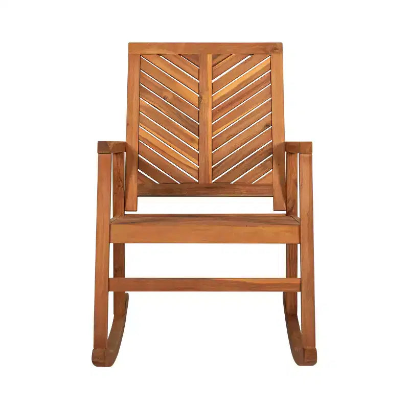 JONATHAN Y Chaise à Bascule d'Extérieur Moderne Chevron-Back en Bois d'Acacia 300 lbs
