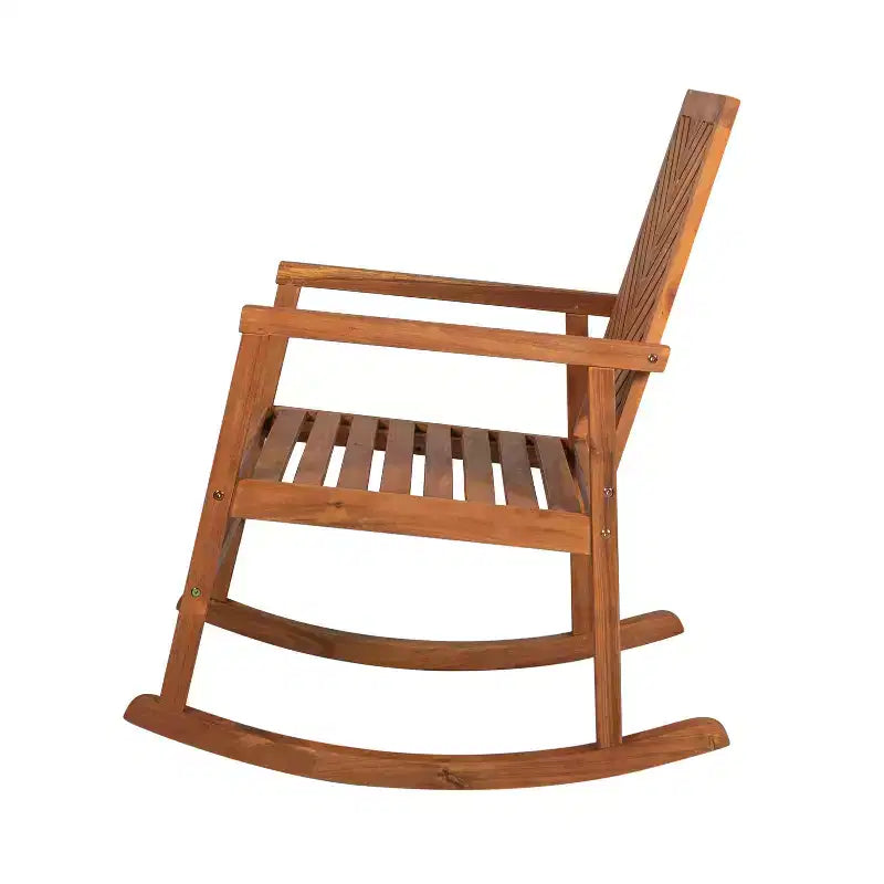 JONATHAN Y Chaise à Bascule d'Extérieur Moderne Chevron-Back en Bois d'Acacia 300 lbs