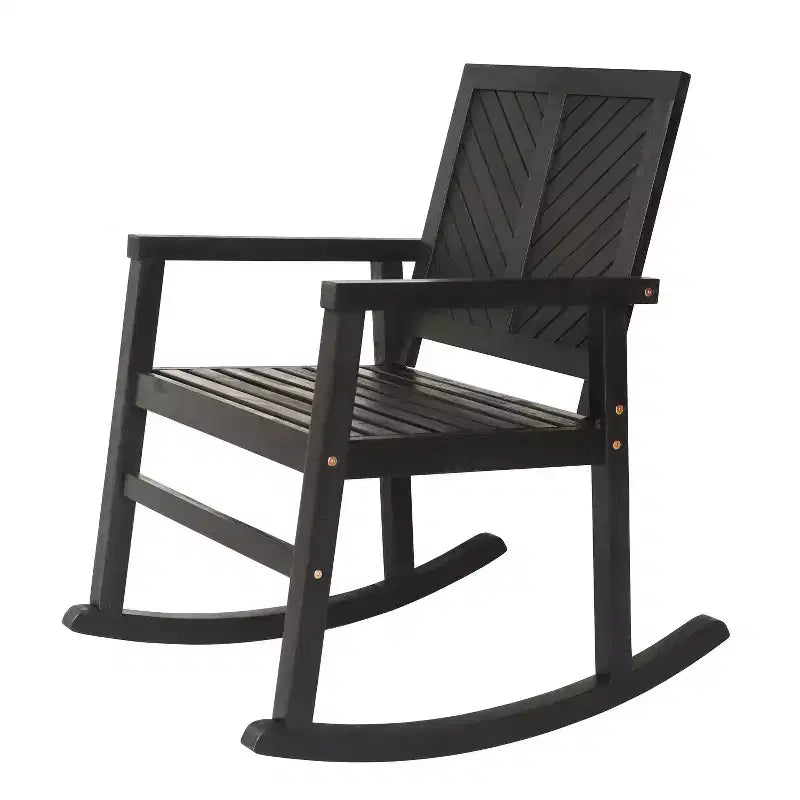JONATHAN Y Ned Modern Chevron-Back 300-Lbs Support Acacia Wood Patio Outdoor Rocking Chair