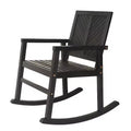 JONATHAN Y Ned Modern Chevron-Back 300-Lbs Support Acacia Wood Patio Outdoor Rocking Chair