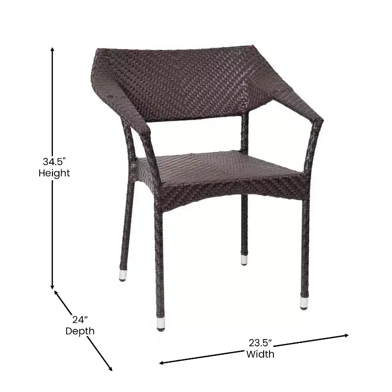 Chaises de salle à manger de patio modernes Emma et Oliver toutes saisons avec rotin PE résistant à la décoloration et aux intempéries et cadre en acier renforcé