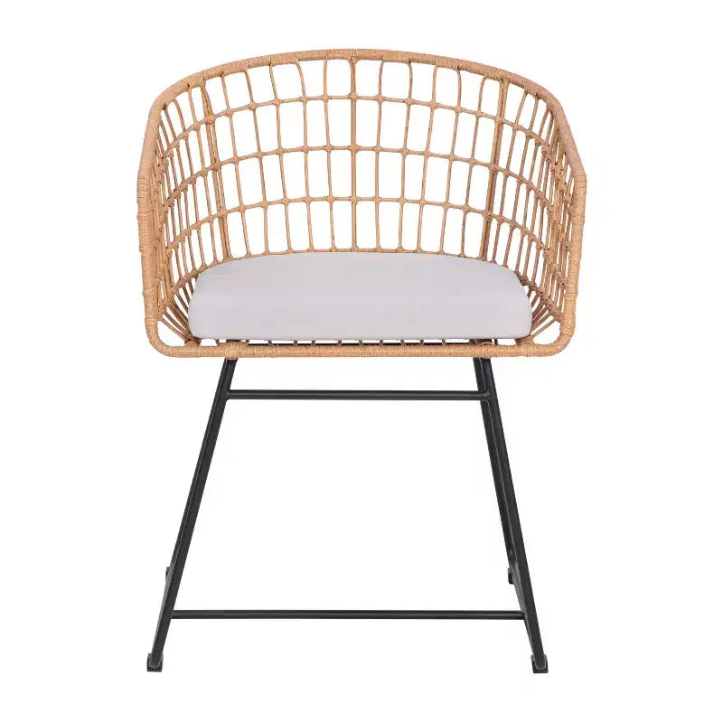 Lot de deux chaises Emma et Oliver en similicuir tressé tout temps avec coussins rembourrés pour l'intérieur et l'extérieur