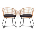 Lot de deux chaises Emma et Oliver en similicuir tressé tout temps avec coussins rembourrés pour l'intérieur et l'extérieur