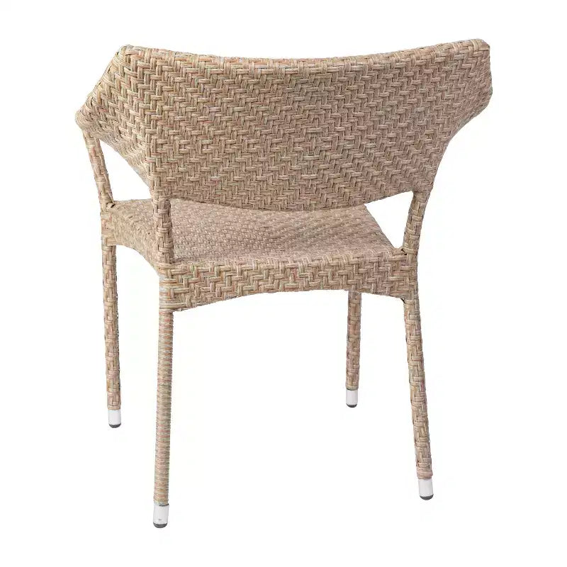 Chaise de salle à manger de patio moderne en rotin synthétique résistant à la décoloration et aux intempéries avec cadre en acier renforcé Merrick Lane