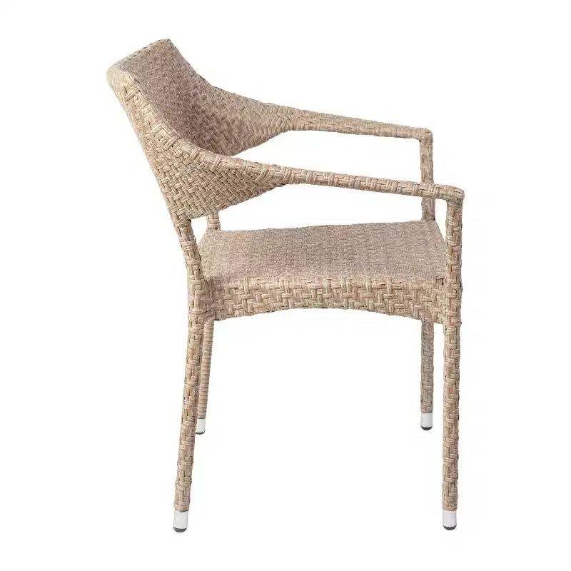 Chaise de salle à manger de patio moderne en rotin synthétique résistant à la décoloration et aux intempéries avec cadre en acier renforcé Merrick Lane