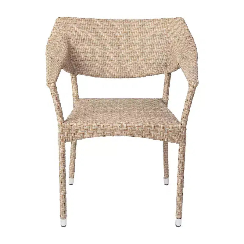 Chaise de salle à manger de patio moderne en rotin synthétique résistant à la décoloration et aux intempéries avec cadre en acier renforcé Merrick Lane