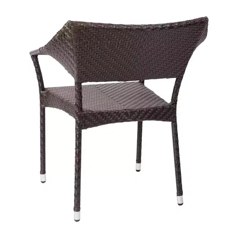 Chaise de salle à manger de patio moderne en rotin synthétique résistant à la décoloration et aux intempéries avec cadre en acier renforcé Merrick Lane