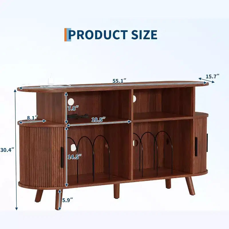 Meuble de rangement pour 6 bouteilles COZONY avec porte-verres et étagères ouvertes pour cuisine, salle à manger et salon