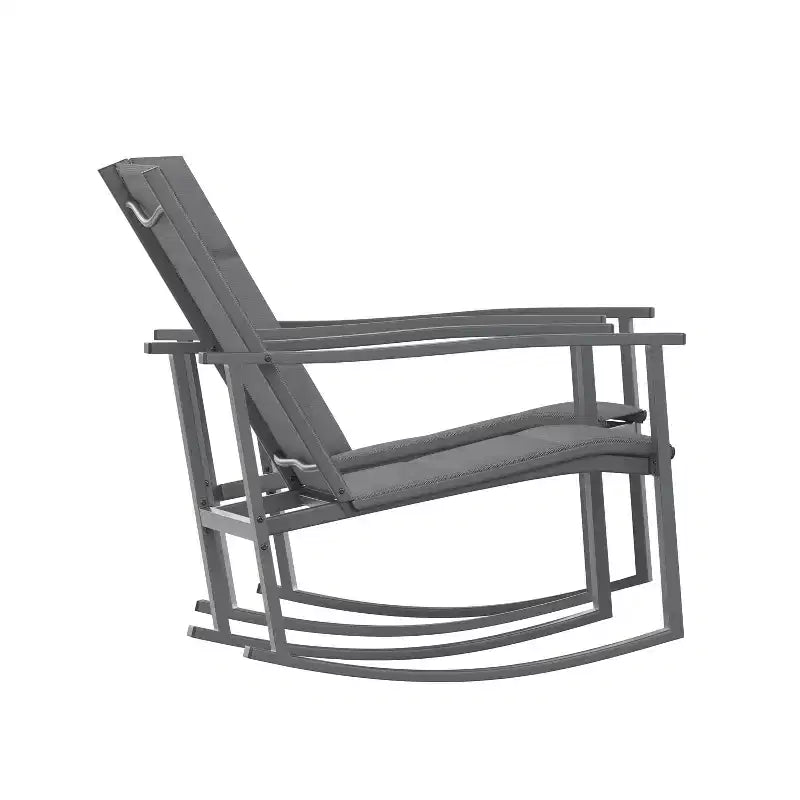 Emma et Oliver – Lot de 2 fauteuils à bascule d'extérieur avec matériau Flex Comfort et cadre en métal