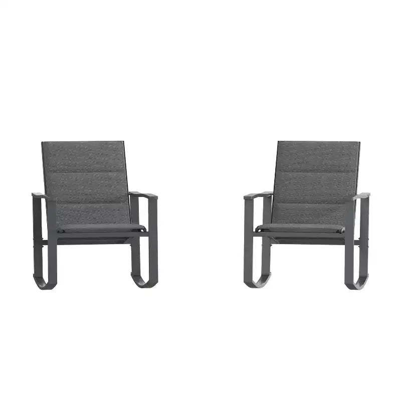 Emma et Oliver – Lot de 2 fauteuils à bascule d'extérieur avec matériau Flex Comfort et cadre en métal