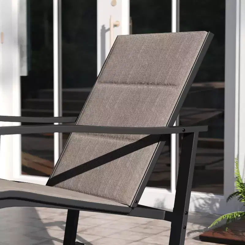 Emma et Oliver – Lot de 2 fauteuils à bascule d'extérieur avec matériau Flex Comfort et cadre en métal