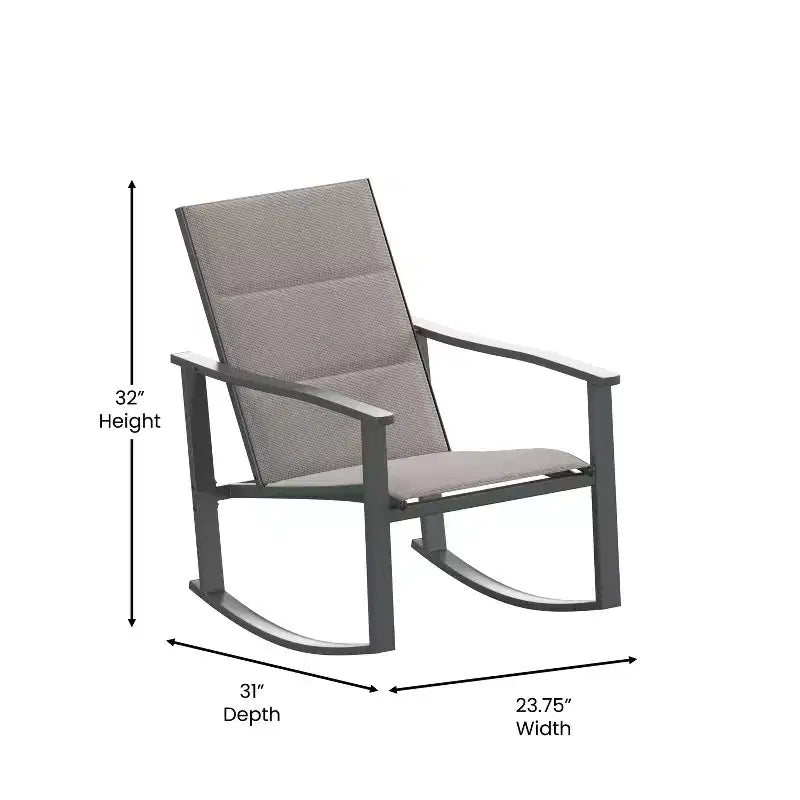 Emma et Oliver – Lot de 2 fauteuils à bascule d'extérieur avec matériau Flex Comfort et cadre en métal