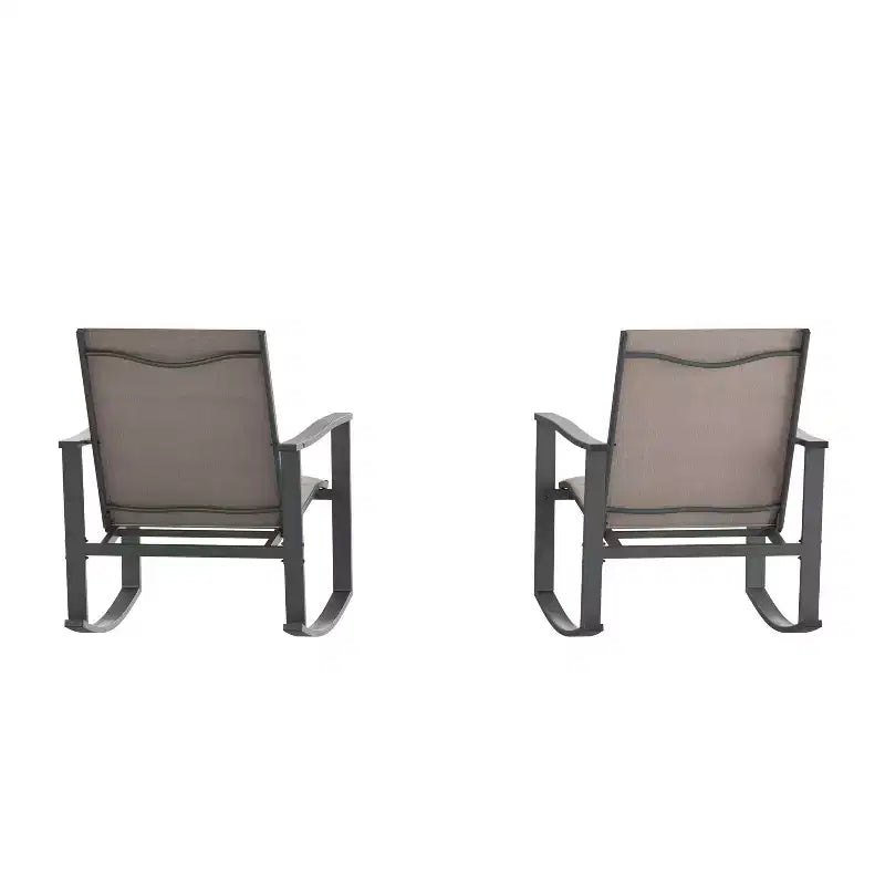 Emma et Oliver – Lot de 2 fauteuils à bascule d'extérieur avec matériau Flex Comfort et cadre en métal