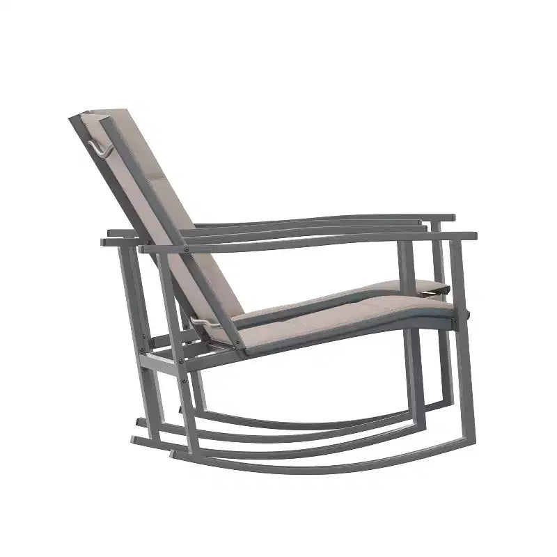 Emma et Oliver – Lot de 2 fauteuils à bascule d'extérieur avec matériau Flex Comfort et cadre en métal