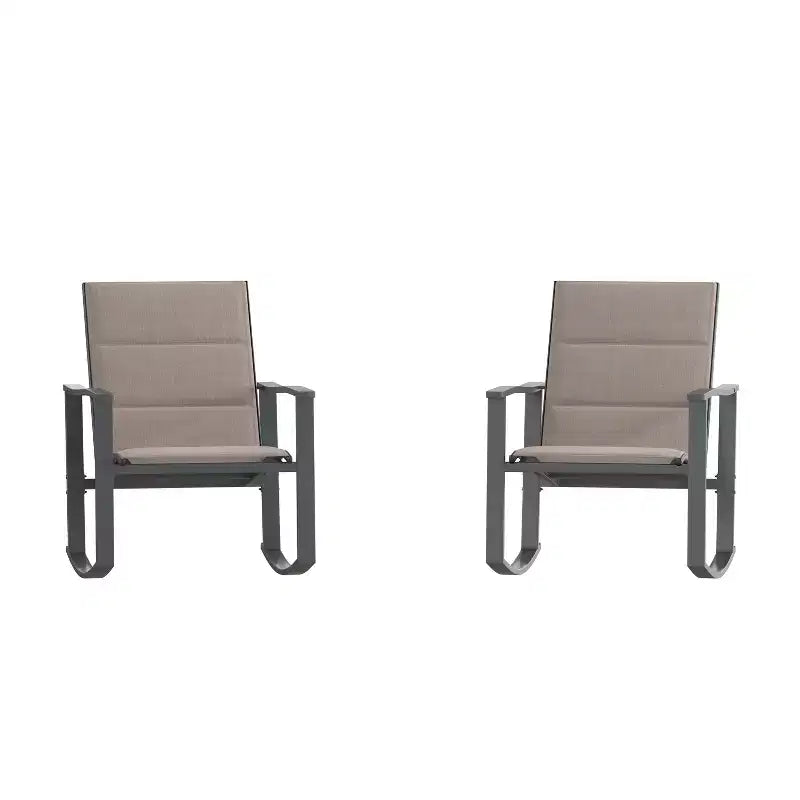 Emma et Oliver – Lot de 2 fauteuils à bascule d'extérieur avec matériau Flex Comfort et cadre en métal