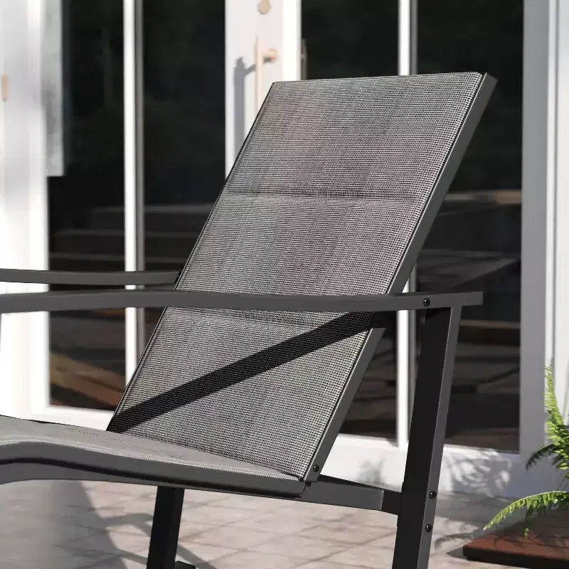 Emma et Oliver – Lot de 2 fauteuils à bascule d'extérieur avec matériau Flex Comfort et cadre en métal