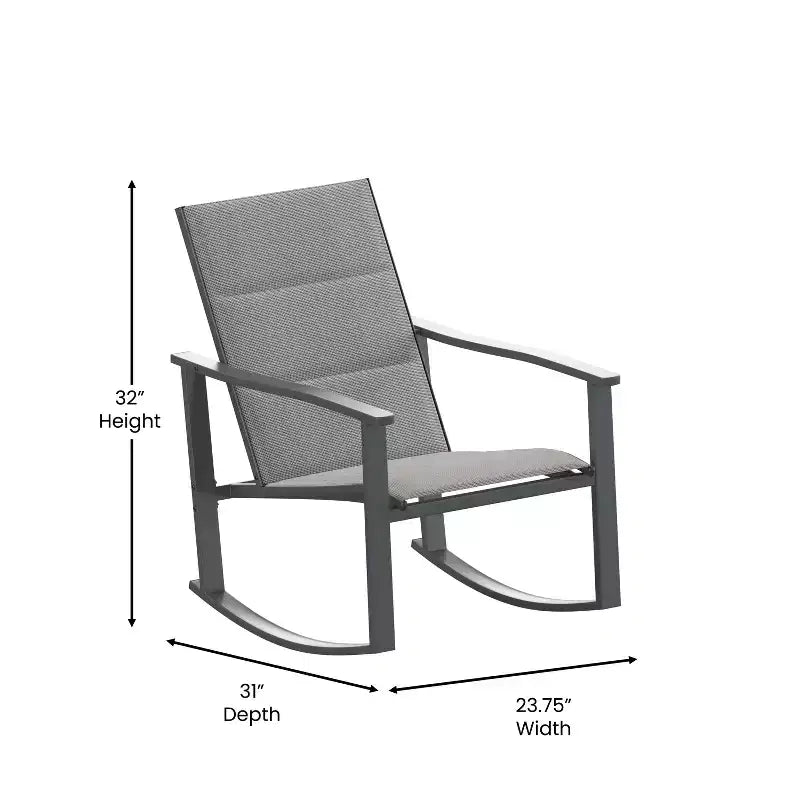 Emma et Oliver – Lot de 2 fauteuils à bascule d'extérieur avec matériau Flex Comfort et cadre en métal