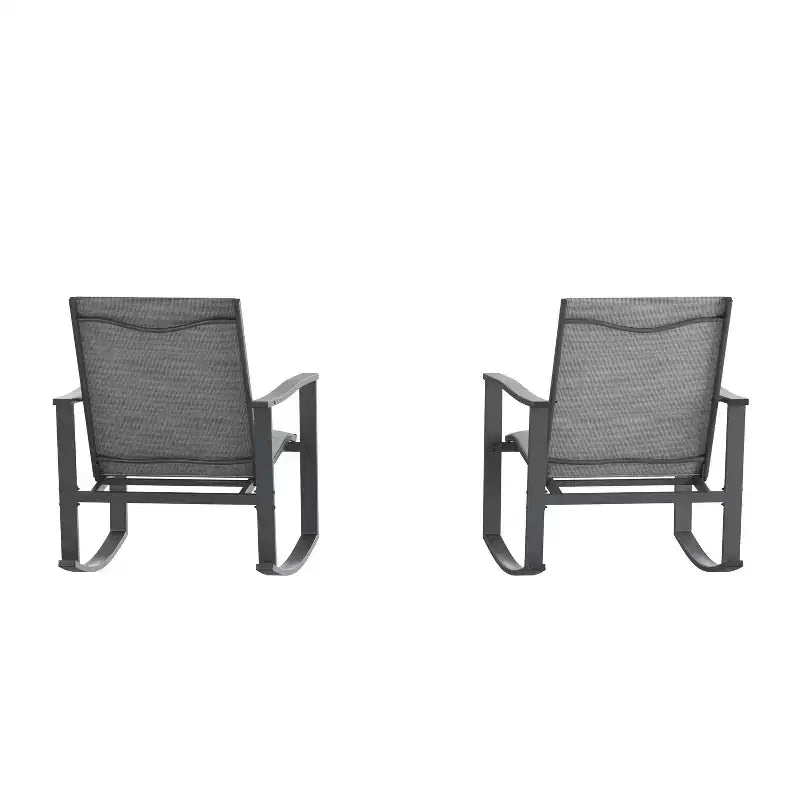 Emma et Oliver – Lot de 2 fauteuils à bascule d'extérieur avec matériau Flex Comfort et cadre en métal