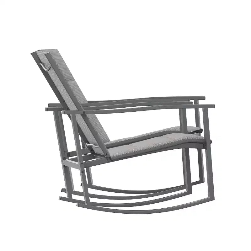Emma et Oliver – Lot de 2 fauteuils à bascule d'extérieur avec matériau Flex Comfort et cadre en métal