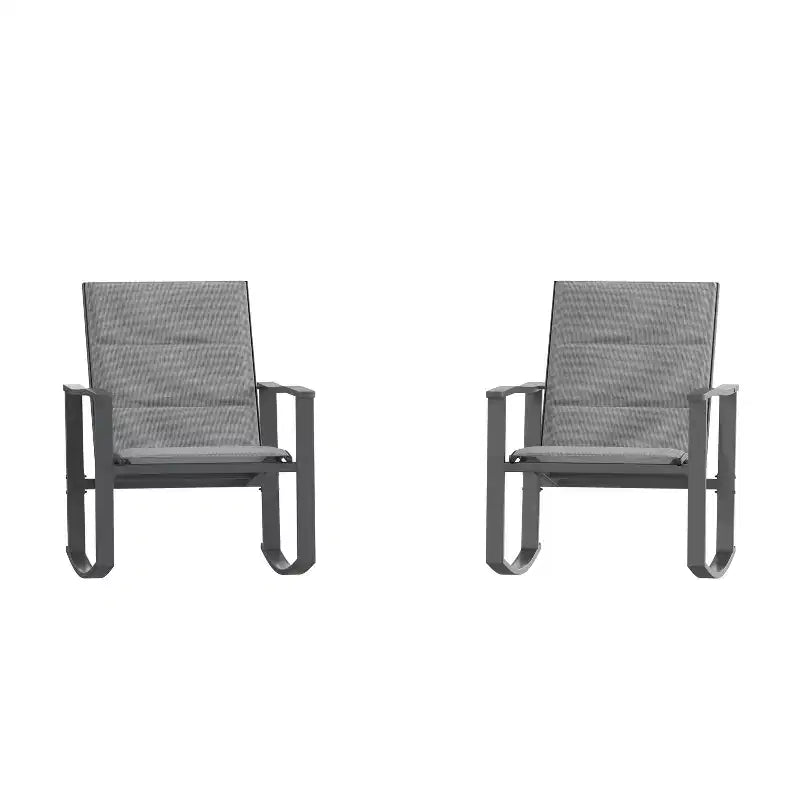 Emma et Oliver – Lot de 2 fauteuils à bascule d'extérieur avec matériau Flex Comfort et cadre en métal