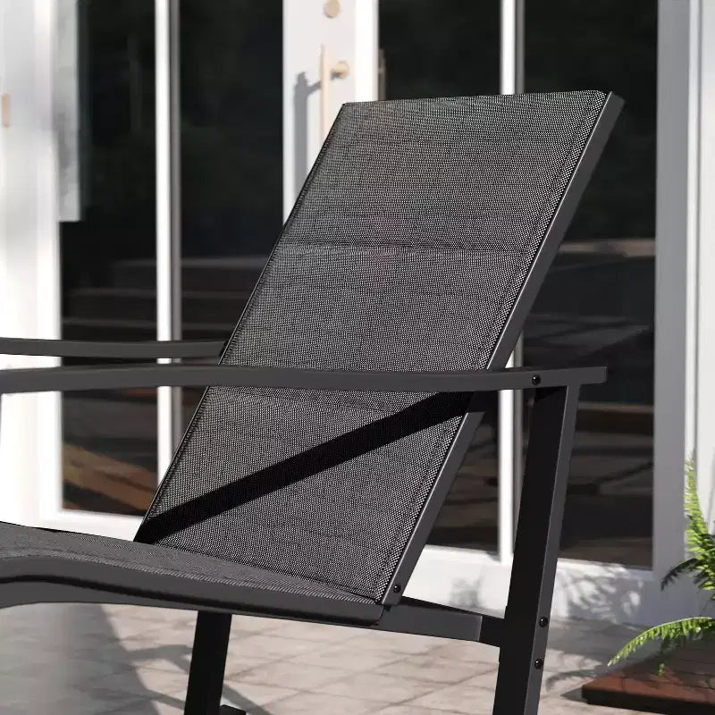 Emma et Oliver – Lot de 2 fauteuils à bascule d'extérieur avec matériau Flex Comfort et cadre en métal