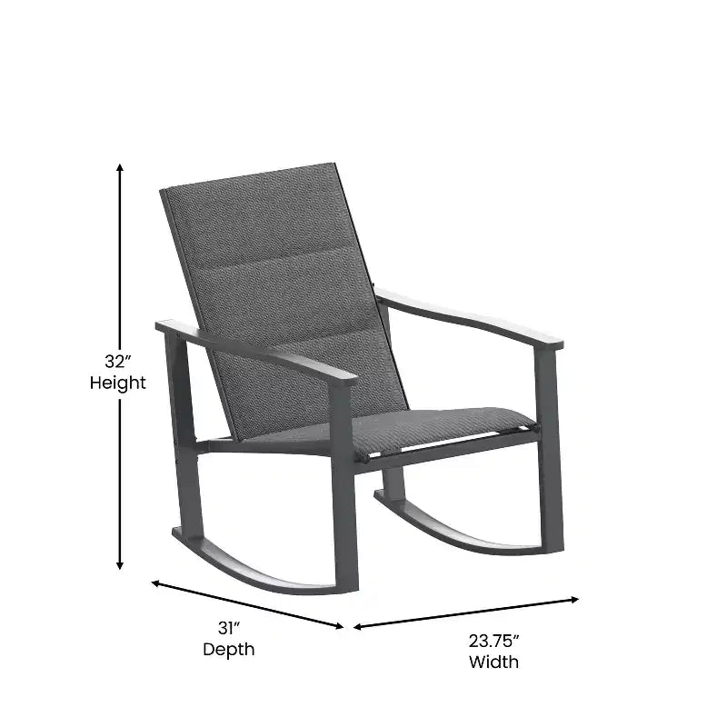 Emma et Oliver – Lot de 2 fauteuils à bascule d'extérieur avec matériau Flex Comfort et cadre en métal
