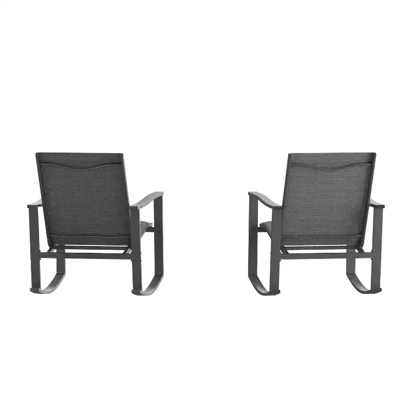 Emma et Oliver – Lot de 2 fauteuils à bascule d'extérieur avec matériau Flex Comfort et cadre en métal