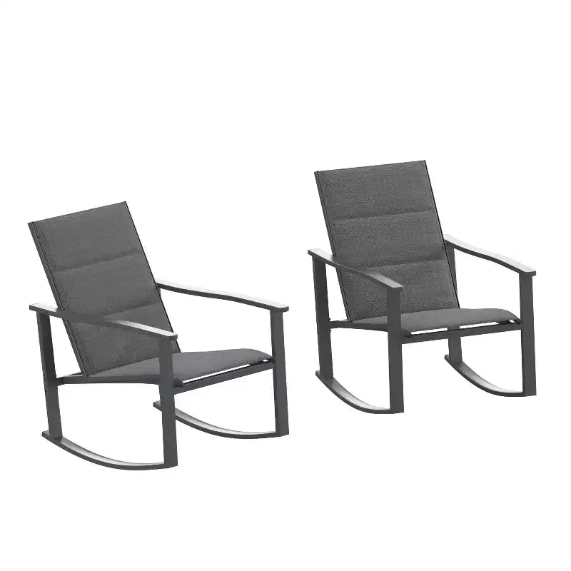 Emma et Oliver – Lot de 2 fauteuils à bascule d'extérieur avec matériau Flex Comfort et cadre en métal