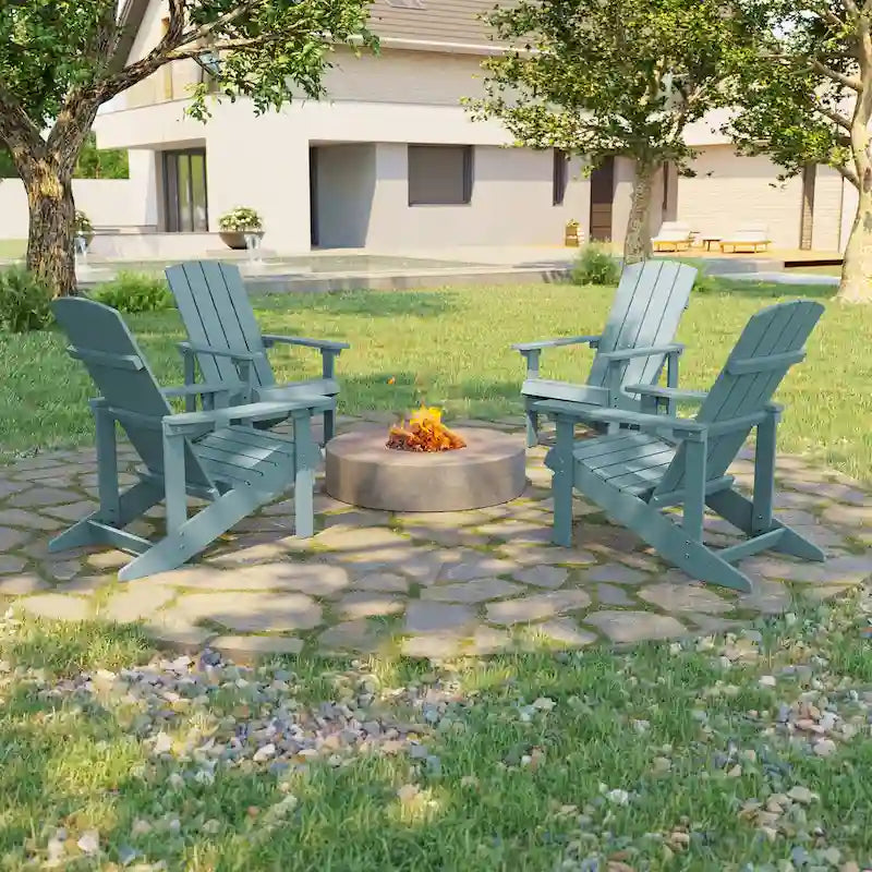 Chaises Adirondack d'extérieur en bois résistantes aux intempéries Bonosuki - Lot de 4