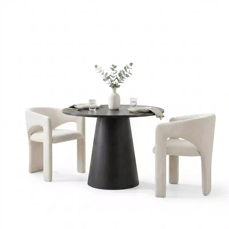 Petit ensemble de salle à manger pour 2 personnes, chaises rembourrées beiges, table à manger ronde sur pied, meubles de cuisine modernes et compacts - Panipeachy