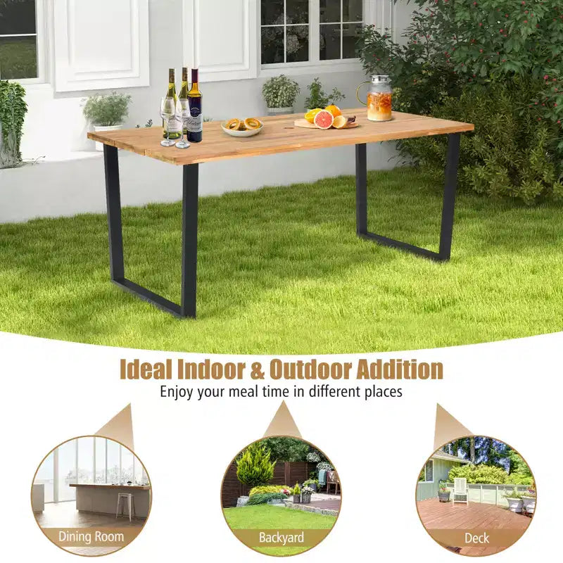 Costway Ensemble de salle à manger en rotin 5 pièces pour patio, table en bois d'acacia et 4 chaises en osier avec trou pour parasol