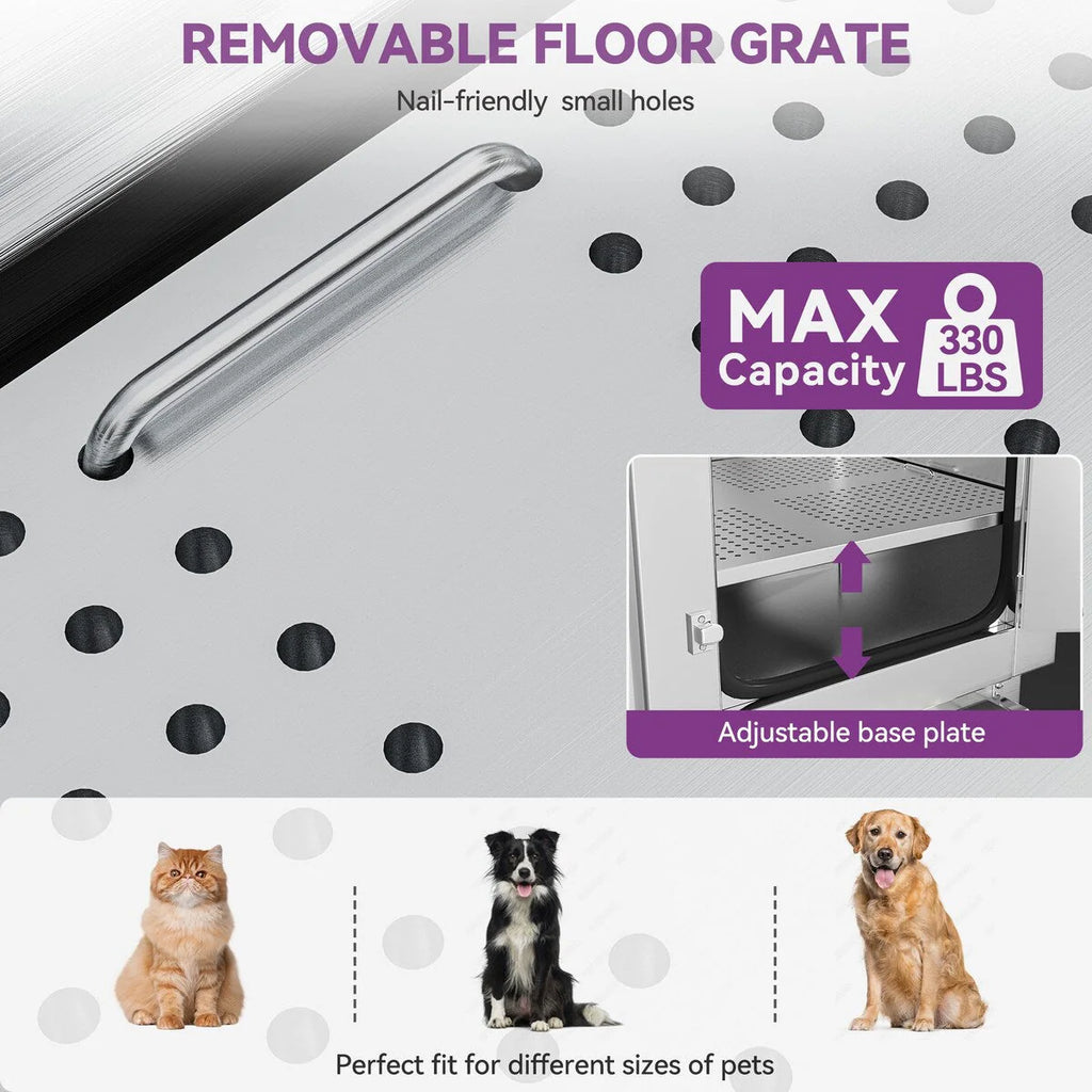 Baignoire de toilettage pour animaux de compagnie de 50 pouces de largeur en acier inoxydable avec rampe d'accès