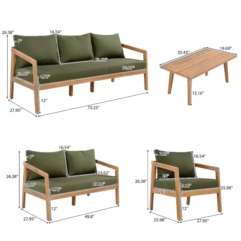 Christopher Knight Home Sunny Salon de jardin moderne 5 pièces en acacia avec table rectangulaire à lattes et 7 places