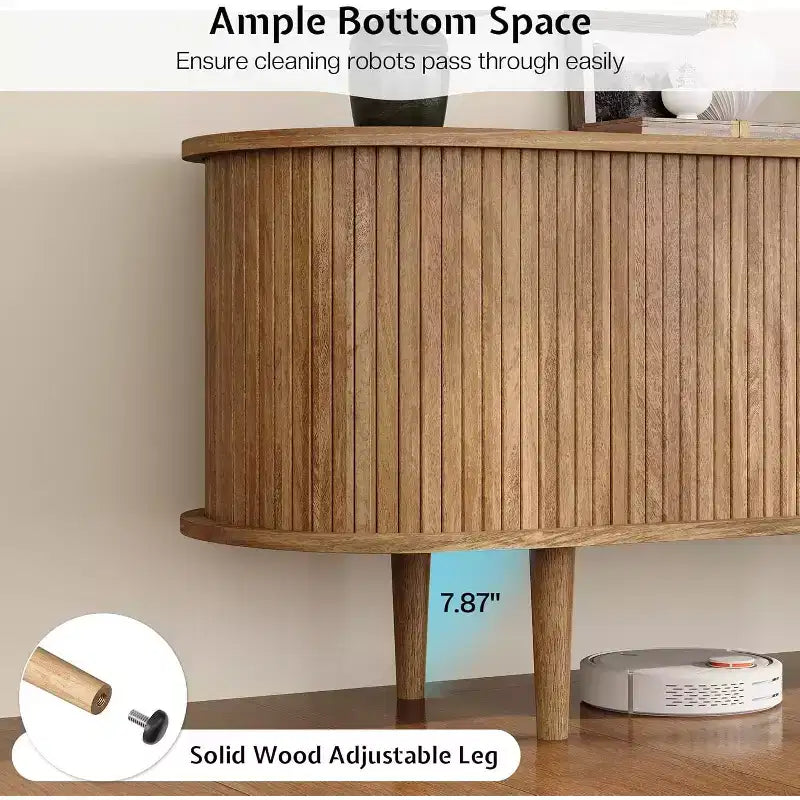 Meuble TV AMERLIFE 70 avec pieds en bois massif, console TV de style moderne du milieu du siècle avec porte à tambour
