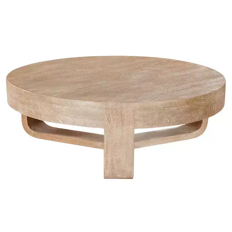 Table basse Royal Hampton, dessus rond de 32 pouces avec base en forme de traîneau ouverte