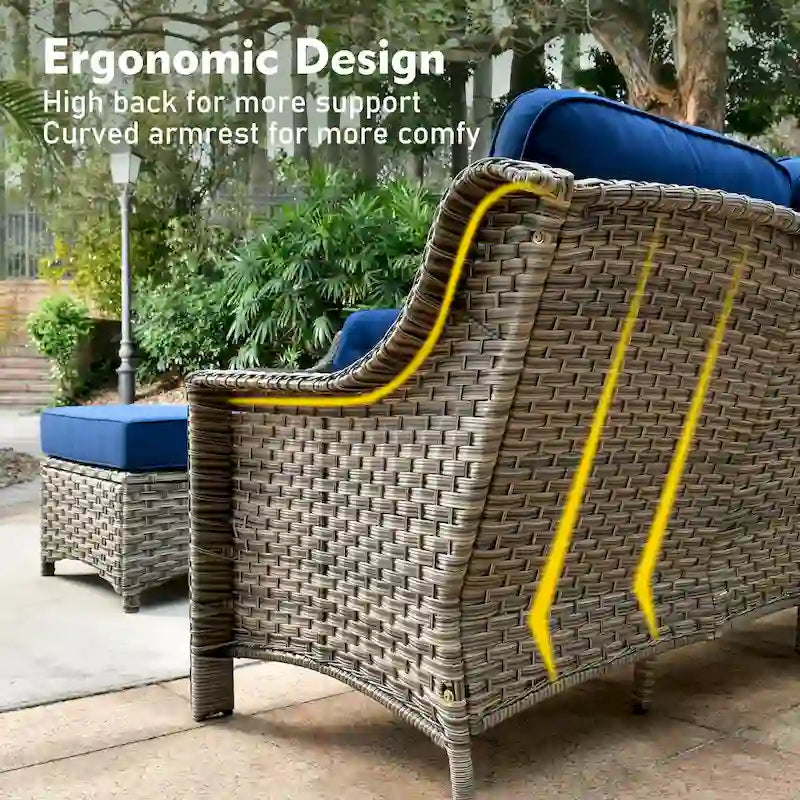 Ensemble de conversation de jardin 9 pièces XIZZI avec fauteuil pivotant