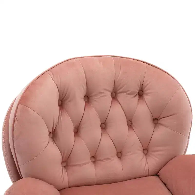 Fauteuil d'appoint en velours Okak avec pouf, fauteuil de salon moderne de style scandinave sans accoudoirs, fauteuil d'appoint doux et confortable pour regarder la télévision, jouer à des jeux