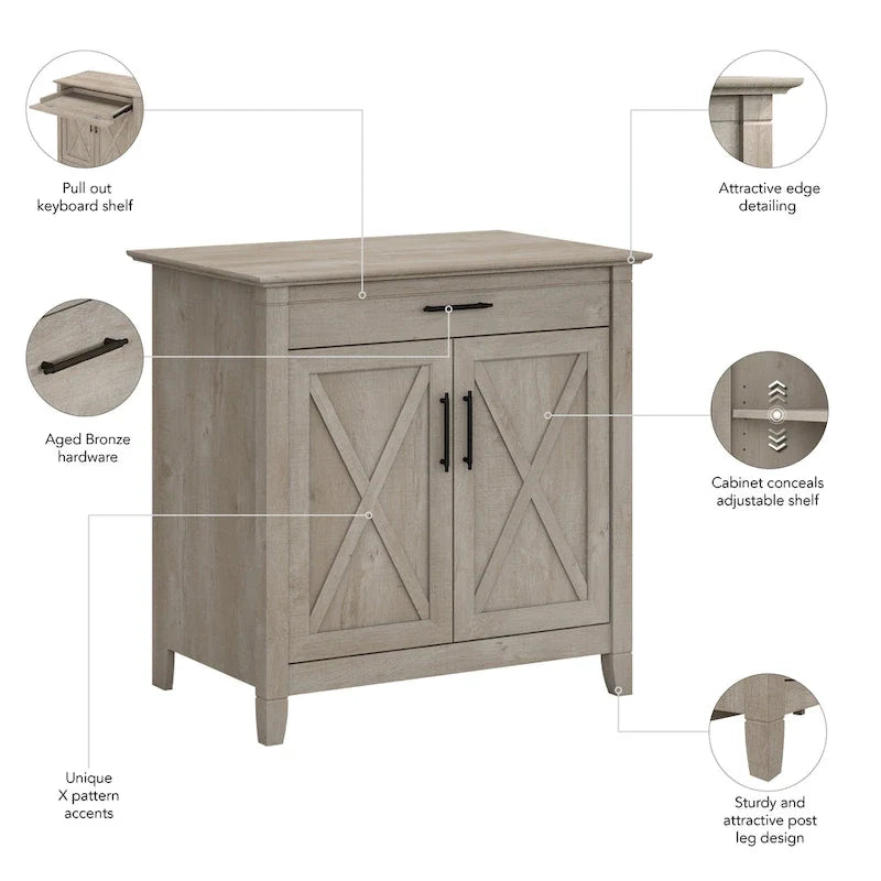 Secrétaire Key West avec meuble de rangement Bush Furniture