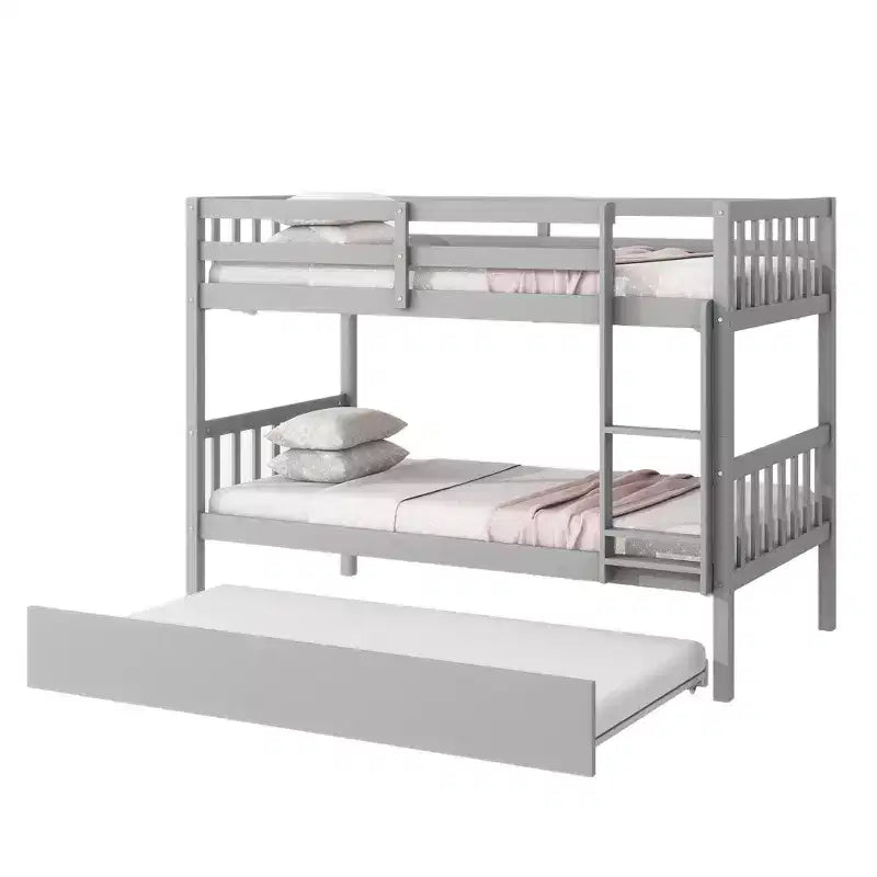 Lit superposé moderne en bois, double sur double avec lit gigogne, convertible en 2 lits