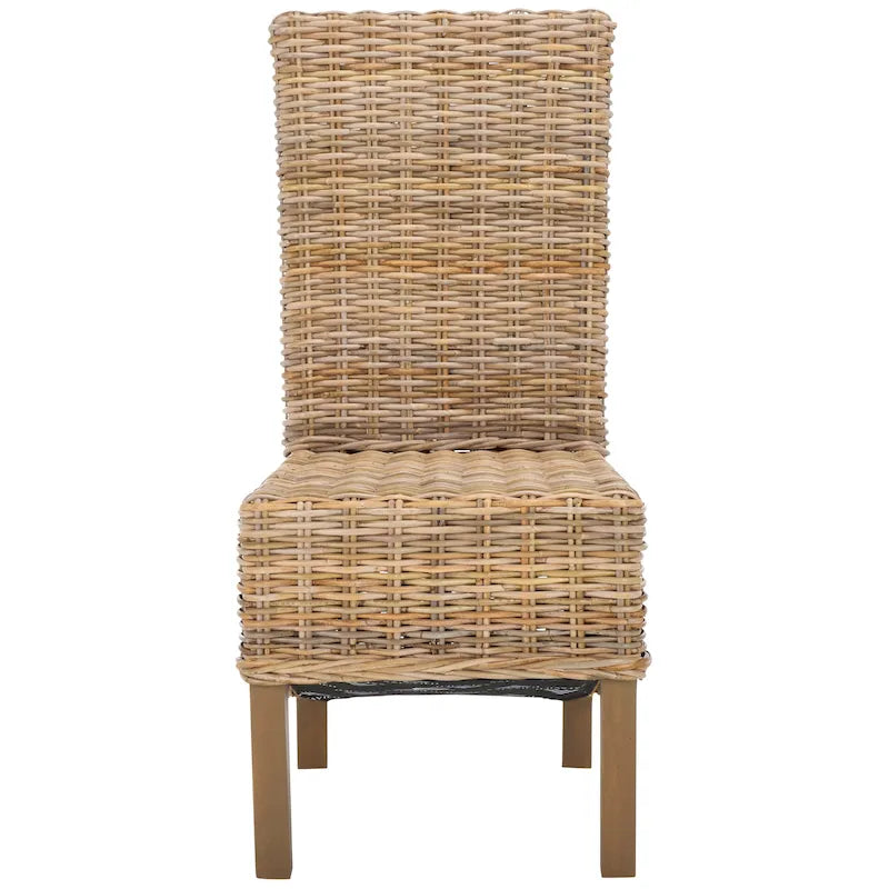 Lot de 2 chaises de salle à manger en osier naturel 48L x 56P x 104H cm, style bohème côtier