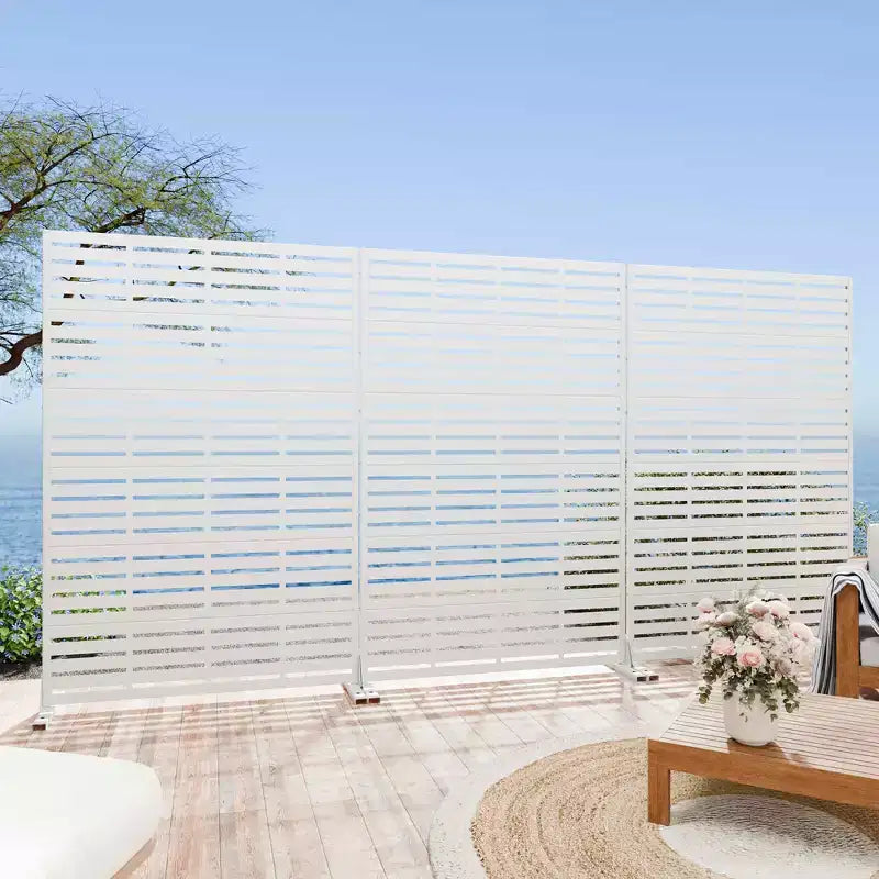 MAYEERTY 72x47 Écran de confidentialité extérieur naturel blanc, séparateur pliable naturel en 6 pièces pour jardin et cour arrière