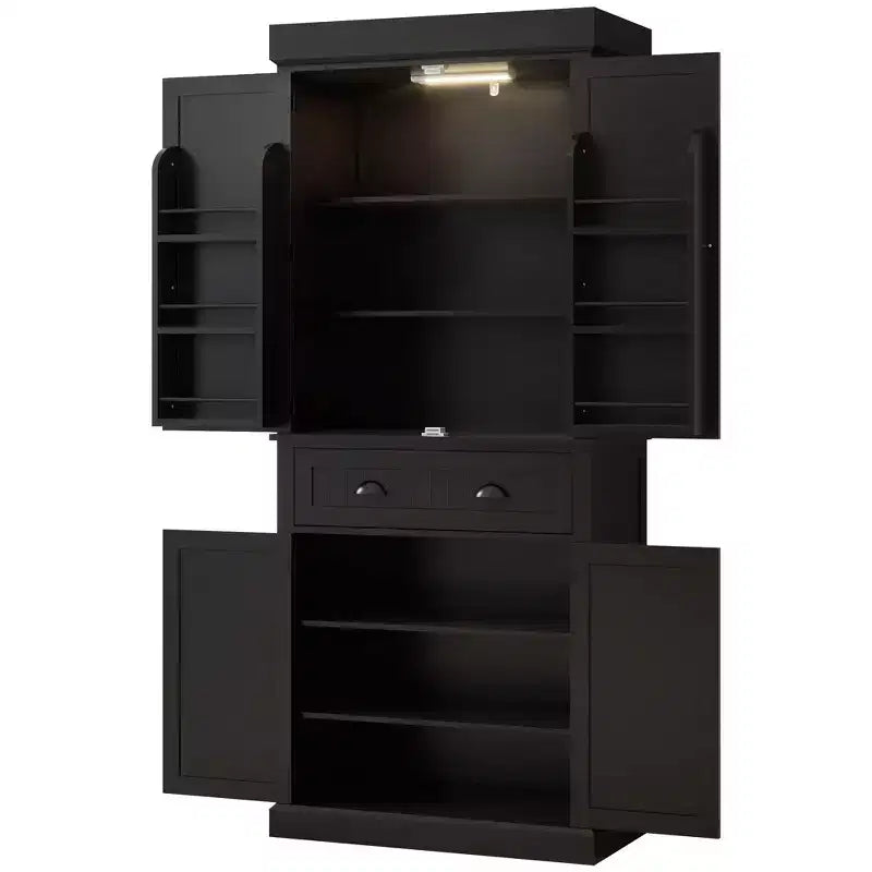 Garde-manger de cuisine de 71 po avec lumières DEL, 6 tablettes de porte, un tiroir et 4 tablettes réglables