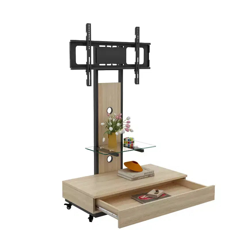 Meuble TV pour téléviseurs de 32 à 75 pouces, Chariot TV mobile à hauteur réglable avec tiroir et roulettes pour salon, chambre, bureaux -ModernLuxe