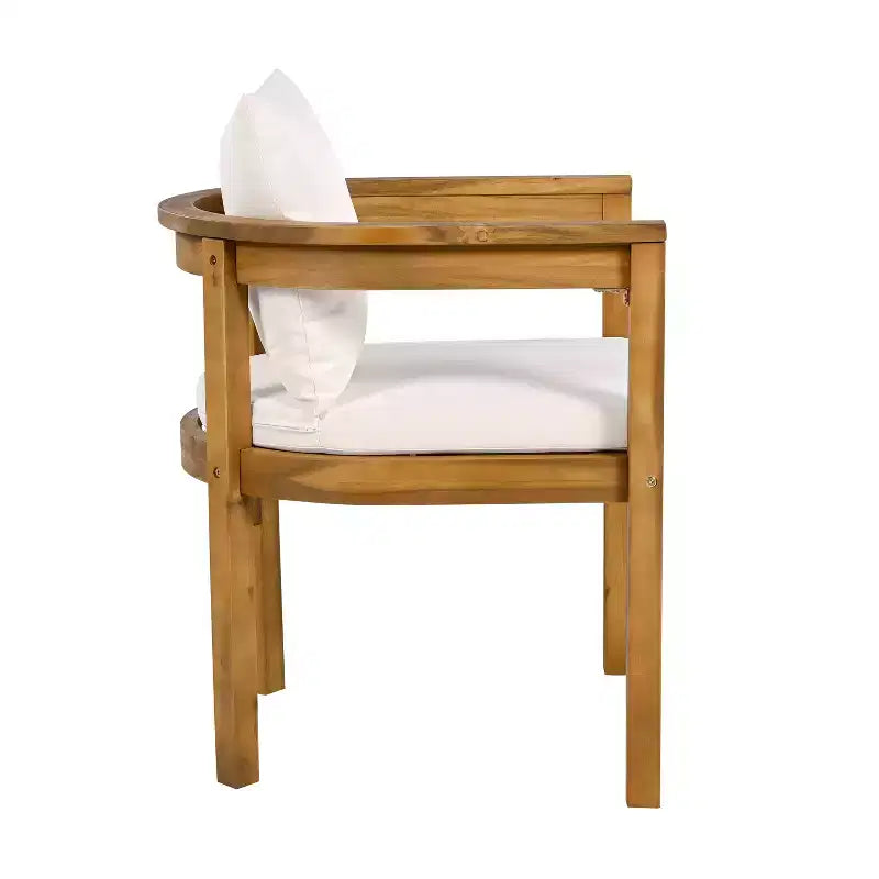 Ensemble de salle à manger d'extérieur rustique Christopher Knight Home Irene 9 pièces en bois d'acacia avec chaises à dossier incurvé et coussins