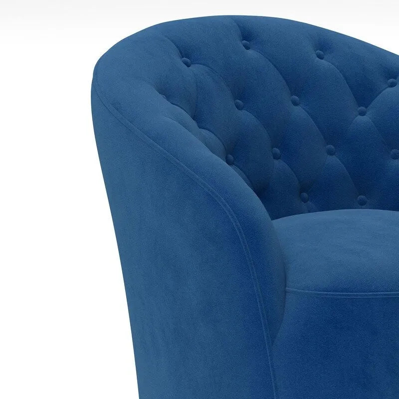 Fauteuil baril pivotant à 360 degrés SEYNAR moderne en velours avec dossier capitonné, lot de 2