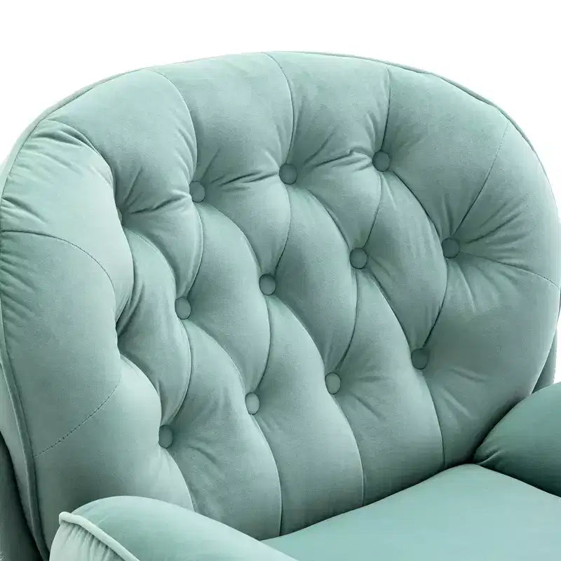 Fauteuil d'appoint en velours Okak avec pouf, fauteuil de salon moderne de style scandinave sans accoudoirs, fauteuil d'appoint doux et confortable pour regarder la télévision, jouer à des jeux
