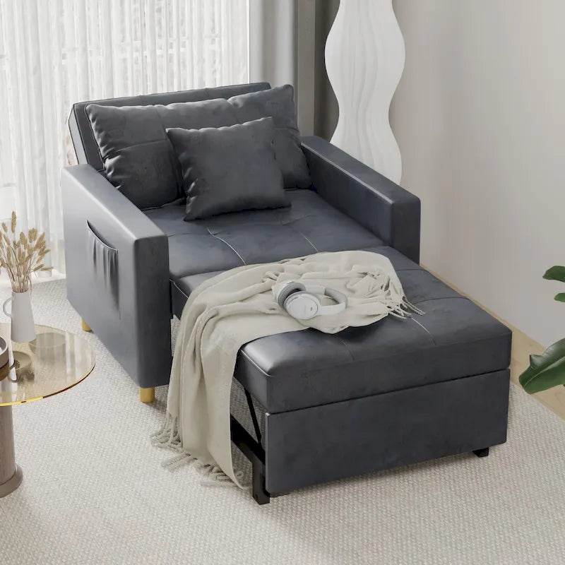 Fauteuil convertible 3-en-1, plusieurs coloris, une place