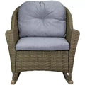 Northlight 34 Gray Resin Wicker Deep Seated Rocker Chair with Gray Cushions