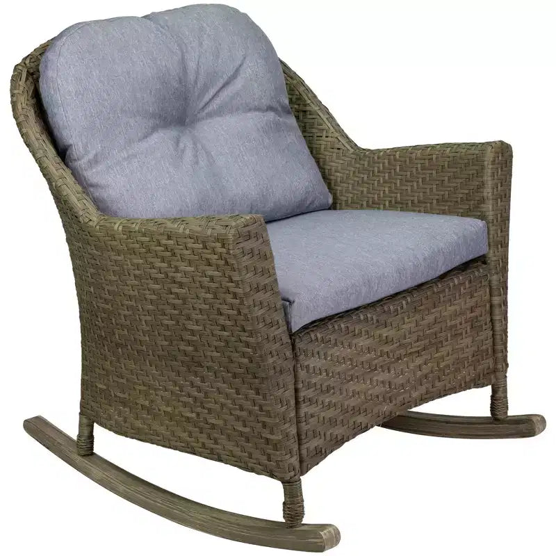 Fauteuil à bascule profond Northlight 34 en résine tressée grise avec coussins gris