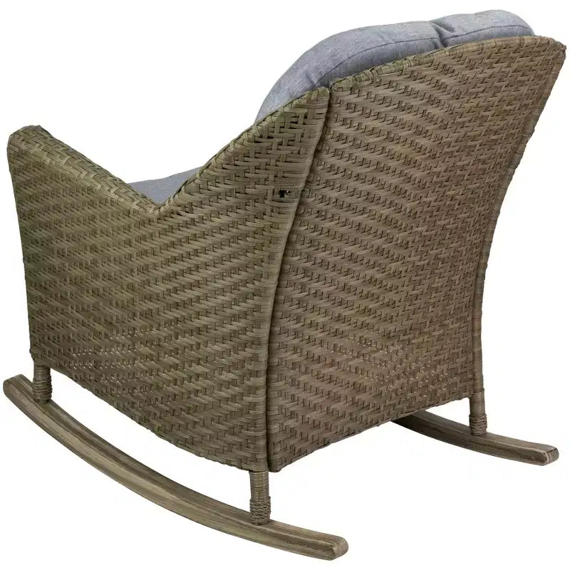 Fauteuil à bascule profond Northlight 34 en résine tressée grise avec coussins gris